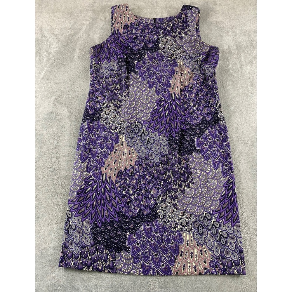 Connected Woman Purple Peacock‎ Paisley Shift Dress Sleeveless Plus Size 14W